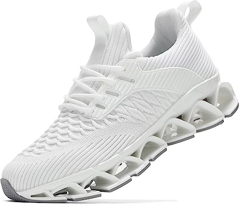 Wrezatro Women's Slip on Walking Running Shoes Blade Tennis Casual Fashion Sneakers Comfort Non Slip Work Sport Athletic Trainer White