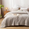 Lanqinglv Bettwäsche 200x200cm Leinen-Farben Microfaser Bettwäscheset Uni Unifarben Doppelbett Bettbezug mit Reißverschluss und 2 Kissenbezüge 80x80 cm - Romantisch und Elegant