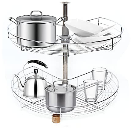 Karussell Schrank Topfkarussell Küchenschrank Drehboden Eckschrank Verstellbar Küche Schublade Drehbeschlag 2 Ebenen Drahtkorbschublade Eckschrankbeschlag Gewürzhalter