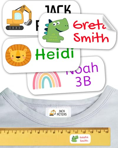 200 Etiquetas para ropa SIN PLANCHAR resistentes a los lavados. Pegatinas personalizadas para material escolar. Etiquetas Adhesivas para niños, guardería y colegios