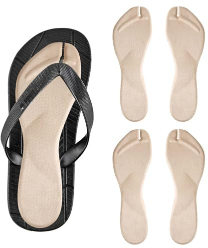 4pcs Inserts de Chaussures Tongs, Adhésifs, Coussinet Tong en Flanelle Antidérapantes Absorption des Chocs Inserts Fins Invisibles Coussins de Sangle de Sandale Protections d'Orteils Fiables