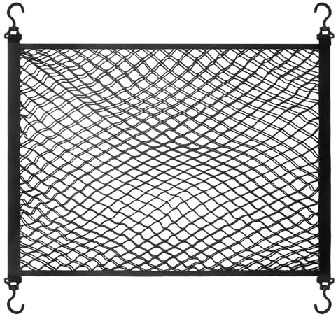 Red de equipaje, red para maletero, red para equipaje de autocaravana, red de almacenamiento de doble capa para camper de tamaño 100x60 cm con 4 ganchos grandes que se extiende a 140x100 cm, borde