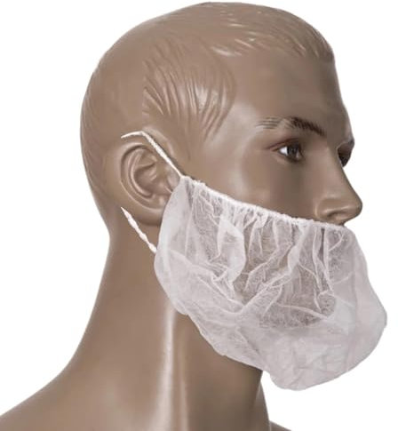 KIBERTIC - 100 Stück Bartbinde, Einweg Bartnetz, Ideal für die Lebensmittelindustrie, Labors und Krankenhäuser, Komfort und Sicherheit, Gummiband und Sicherem Sitz