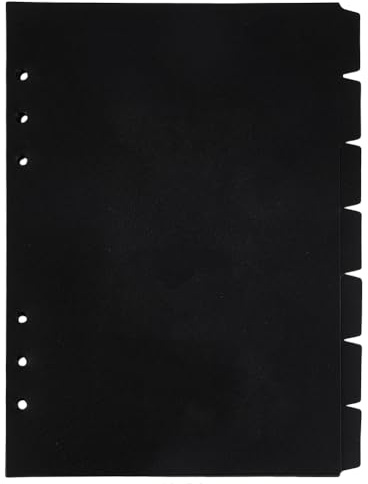 SUPERFINDINGS 2 Jeu de 14 Feuilles de Séparateurs de Classeur à Index A5 séparateurs de Classeur en Plastique Noir 6 séparateurs de Classeur à Anneaux Pages de Séparateurs de Classeur avec 7 onglets