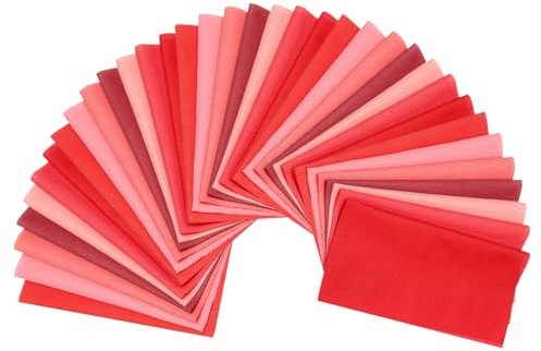 PATIKIL Paquetes de Tela de Algodón, 35 Piezas de 10 X 10 Cm Cuadrados de Tela de Color Sólido Precortados para Coser Patchwork Quilting Manualidades, Rojo
