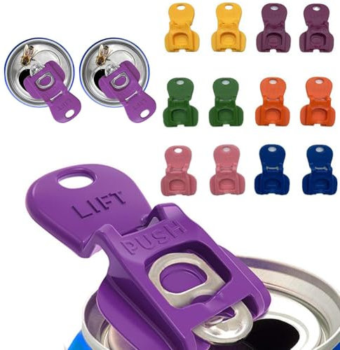 12 Pack Complete Cover Easy Tab Opener New and Improved Beverage Barricade,2 in 1 Tab Opener & Drink Protector,Colorful Drink Can Protector Cap for Soda, Beer, Coke From Bugs, Bees, Dust