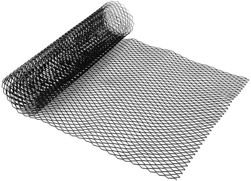 Griglia da corsa in alluminio, 6 x 12 mm, a forma di rombo, griglia universale per griglia del radiatore automobilistica, nera