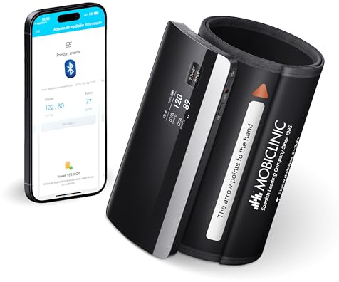 Mobiclinic®, Misuratore Pressione da Braccio, Digitale, Connessione Bluetooth e APP, Guida Vocale, 50 Memorie, Rilevamento del Movimento, Ricarica USB, Preciso, Cardiomed