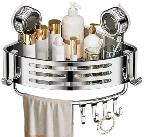 Siuwddee Estante De Esquina Para Ducha - Repisa de Ducha de Esquina,Organizador de Bandeja Moderno Resistente al Óxido Montado en Pared Ahorrador de Espacio para Acondicionador Champú Bañera Inodoro