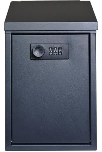 Buzón negro con cerradura de combinación, buzón de pared de metal, caja de propuestas segura, caja de donaciones con cerradura, para casa y oficina (15 x 8,2 x 22,5 cm)