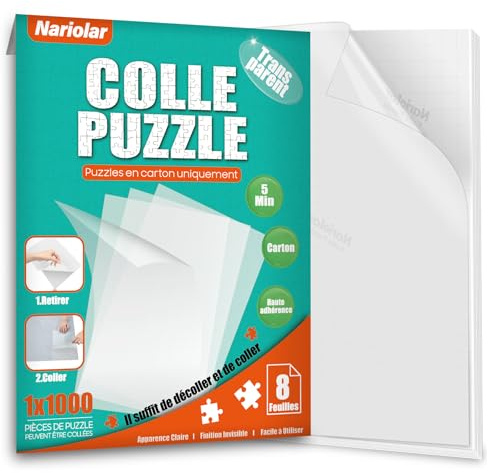 Nariolar Ultra-aderente trasparente colla puzzle per 1000 pezzi di puzzle, 8 fogli di conservazione facile in pochi minuti