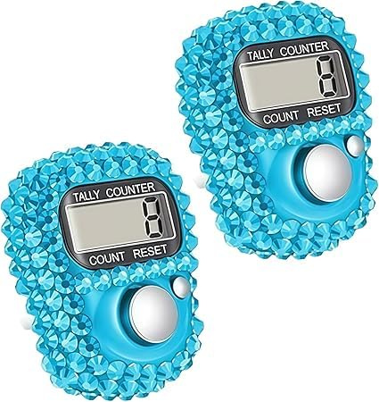 2Pcs Blue Electronic Finger Tally Counter, Convenient Finger Clicker Counter, Portable Digital Display Tally Counter, Resettable Mini Lap Counter for Golf Goods Counting Lap Knitting Accessories