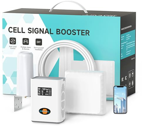 INVCALL Cell Phone Booster on Band 2/4/5/12/17/25, Boost 5G 4G LTE 3G Signal for All U.S Carriers, Cell Phone Signal Booster for Home and Office, High Gain with 2 Indoor Antennas, FCC Approved