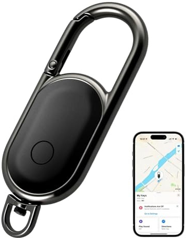 Traceur GPS Voiture et Objets, Porte-clés Étanche IP67 pour Find My iOS | Alerte séparation automatique & bip sonore, batterie 12 mois sans recharge, clip rotatif 360° polyvalent clés bagages animaux
