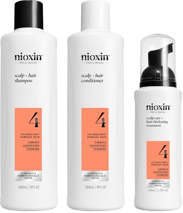 Nioxin Scalp + Hair Thickening System 4 | For Colored or Damaged Hair with Progressed Thinning| With Niacinamide and Biotin | Trial Size | 1 Month Supply