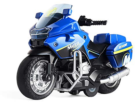 MING YING 66 Police Motorcycle Toy - Pull Back Toy Motorcycle with Sound and Light Toy,Toy Motorcycles for Boy,Toys for 3-9 Year Old Boys (Blue)