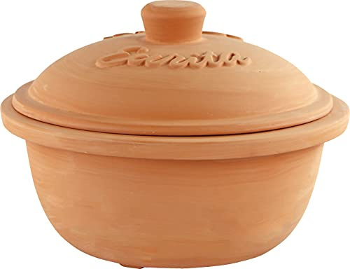 Reston Lloyd Eurita 2 Quart Terracotta Clay Dutch Oven – Natural, Lead‑& Cadmium‑Free, Oven & Microwave Safe, Rustic Slow-Cooker Pot for Sourdough Bread, Roasting & Casseroles, Healthy cooking