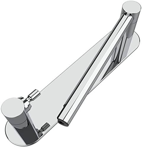 WZRUA Toilet Roll Holder Self Adhesive, Double Post Pivoting Stick On Toilet Paper Holder, Chrome Stainless Steel No Drilling Paper Holder for Bathroom