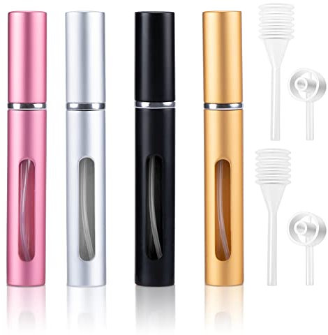 Kiiwah 4 Pezzi Dispenser Profumo Portatile, Porta Profumo da Viaggio, Atomizzatore Profumo Ricaricabile per Donne e Uomo (5ml)
