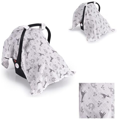 Cangaroo Babyschale Abdeckung, Sonnenschutz, atmungsaktiv, waschbar, ab Geburt grau/weiß