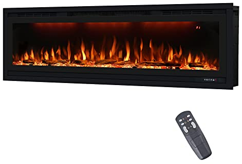 50in/127cm Electric Fireplace,Recessed and Wall Mounted Heater,Touch & Remote & APP Control,Timer,Multi-Color Flame and Light, 62°F-99°F Thermostat