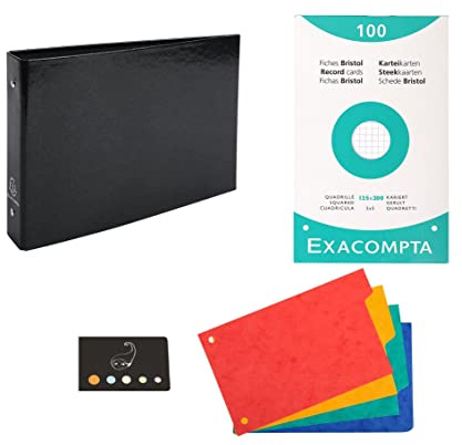 Set med 1 kortpärm + 4 mellanskikt + 100 Bristol kort 125 x 200 små rutor + 1 index Blumie-lim (svart)