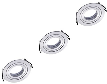 Oktaplex conjunto de 3 focos empotrables Ø 90mm giratorio Lyon aluminio 80mm tamaños empotrados punto plano redondo módulo LED compatible techo spot recinto plata