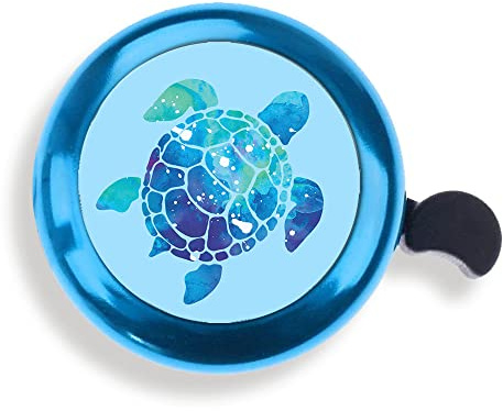 WIRESTER Blue Aluminum Round Bike Bell, Classic Ring Bicycle Bell, Bike Accessories Bell Ring for Adults Kids Girls Boys - Blue Sea Turtle