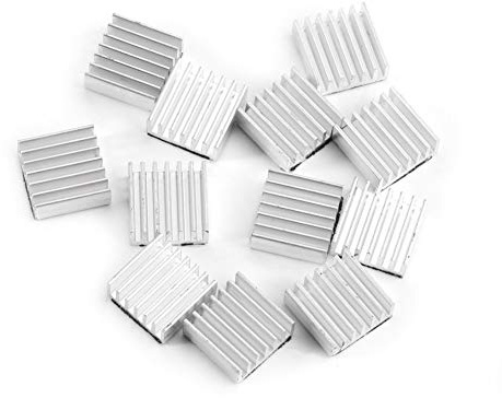 12 Pcs Mini Aluminum Heatsink - 14 x 14 x 6mm, 15mm With Adhesive