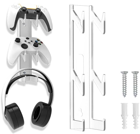 Mikihat Game Controller Ständer Halter Acryl Kopfhörer Ständer Kopfhörer Aufhänger Universal Kopfhörer Halter 3 Schichten Wandständer Gaming Headset Display Headset Organizer mit Schrauben für alle