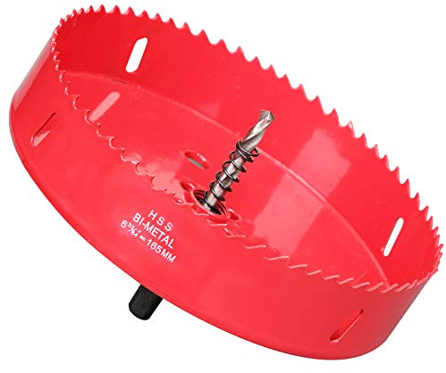 Hålsågar 165 mm, HSS Bi-Metallic M42 Hålborr Borrborr Borrhål för Järn Aluminium, Trä, Gipsskivor, Rör, Plast, Fiberpaneler, Röd