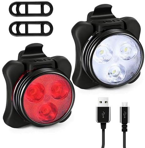 Live4gadgets Bike Lights Set, Super Bright USB Rechargeable Waterproof Mountain Road Safety & Easy Mount LED Bicycle Lights, USB Bike Lights Front And Back