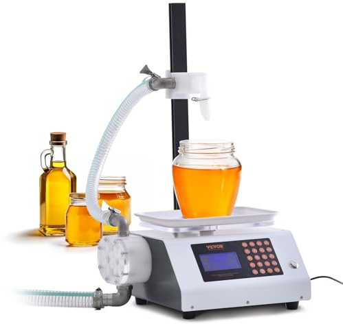 VEVOR Liquid Filling Machine, 50-5000 g Weighing Capacity, Automatic Bottle Filler Machine Bottling Machine Gear Pump Digital Control for Honey, Oil, Detergent, Viscous Liquids (Single Nozzle)