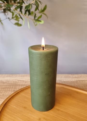 Glowing Bee Natural Handmade Pillar Beeswax Candle 390g 150x60mm - 60hr Burn (1pc) (Green)