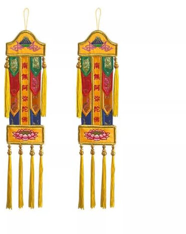 TGDGFKIAS Bandiere di Preghiera tibetane, 1 Paio di Cinque Banner Colorati Buddha Appeso Banner Sutra Banner Bandiera Costruzione Cinque Banner Buddha
