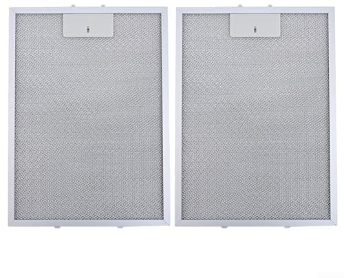 2 filtros de malla de aluminio para campana extractora de 370 x 270 mm, filtro de grasa plateado para escape de cocina, filtración de 5 capas lavable (2 unidades)