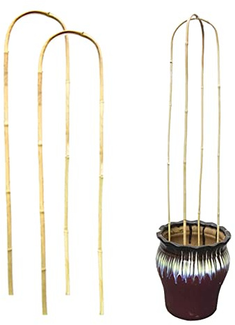 Juego de 2 piezas de enrejado de obelisco de bambú para jardín, protección solar, marco de soporte para plantas trepadoras, estacas en forma de U para plantas de interior y exterior, plantas en maceta