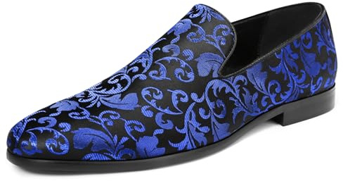 YFFUSHI Mockasiner för män lyx broderade låga loafers komfort slip-on platta skor för bröllop ceremoni