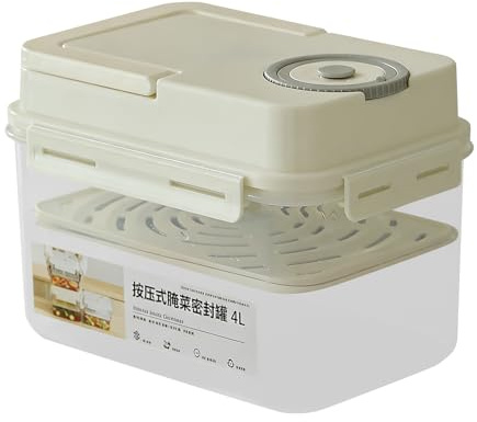 Tarro coreano - de ensalada tipo prensa 4 l,Contenedor de fermentación | Para la preparación de , comida, cocina, hogar, , despensa, camping, picnic