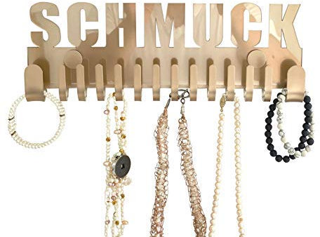 Schmuckhalter wand Design by GALEARA Kettenhalter mit Jewelry Schriftzug Schmuckaufbewahrung (Mika Schmuck Gold)