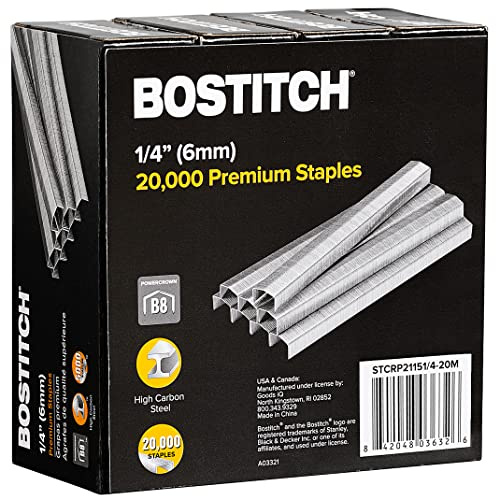 Bostitch B8 Staples 1/4 Inch PowerCrown Staples - Pack of 20,000