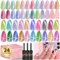 Clara Colors Cat Eye Gel-Nagellack 28-teilig Glitzer Glitzerfarben Gel-Nagellack-Set mit Magnetstift Decklack Basislack Soak-Off UV-LED-Licht Nagelkunst Salon Maniküre DIY