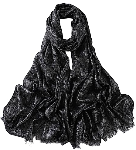 MAIRY Halstuch Schwarz Damen Halstuch Damen Schals Satin Sommer Halstücher Stola Umschlagtücher Umschlagtücher Halstuch für Hochzeiten Braut Bridemaids Abendgarderobe Perlglanzglänzen DE200001