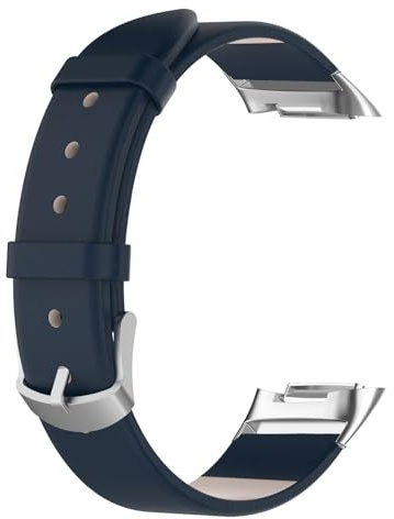 Bracelets en cuir compatibles avec la sangle Fitbit Charge 6, bracelet de remplacement réglable en cuir premium pour traqueur d'activité Fitbit Charge 5/Charge 6, 6.5 inch-8.1 inch, Métal