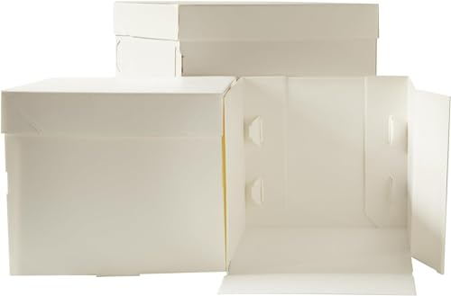 Decora, 0339409 - Caja para dulces de cartón microondas con tapa, de 50,5 x 50,5 x 50 cm de altura, para transportar y almacenar tartas decoradas, empaquetadas individualmente. Producto patentado.