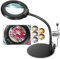 Veemagni 10X Magnifying Glass with Light and Stand, 5 Color Modes Stepless Dimmable LED Lighted Desk Lamp, Hands Free Flexible Gooseneck Magnifier with Light for Craft Hobby Painting Sewing Close Work