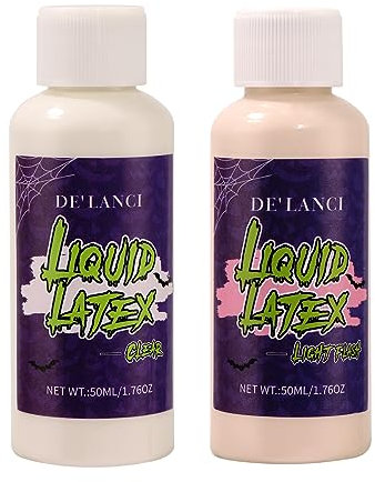 2 PCs Flüssiges Latex SFX Halloween Schminke Make Up Set,Halloween Liquid Latex ,Latex Wunde Make Up für Masken,Latexmilch,Halloween Makeup Latex,100 ml