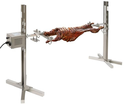 Wulimasun BBQ Rotisserie Grill,220v 20w Electric Bbq Spit Roaster Hog Roast Machine,20kg Spit Hog Roaster Bbq Lamb Goat Rotisserie Spit Roast Grill Barbecue Steel,For Grilled Meat Fish Chicken