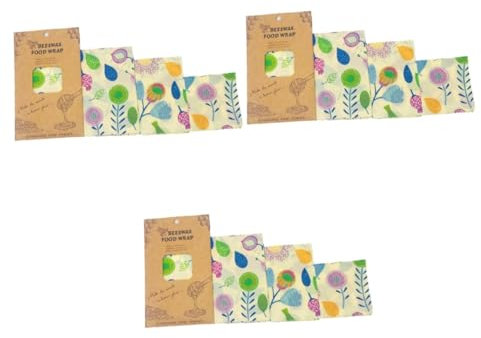 minkissy 3sets Wraps Natural Food Preservation Cloths Cotton Beeswax Reusable Wraps Assorted Patterns 3pcs*3