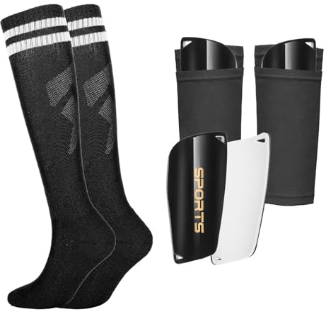 Aquzhou Kids' Football Socks Set with Shin Pads & Sleeves - Cushioned Knee-High Soccer Gear for Boys and Girls 6-13